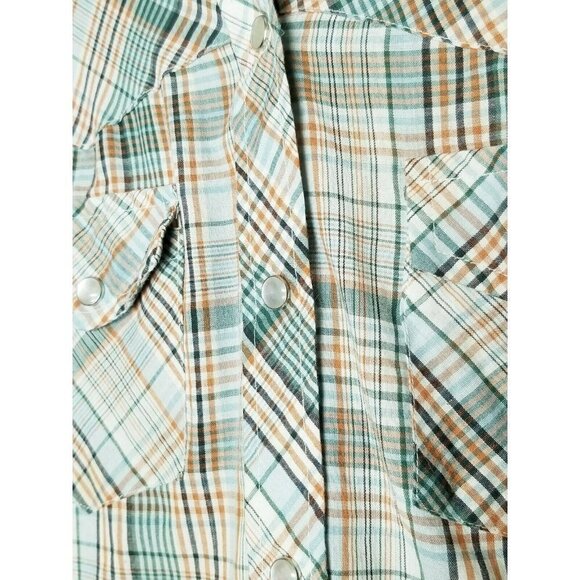 Western Top Mens 36 (Medium) Plaid Rodeo Pearl Button down long sleeve - Picture 3 of 13